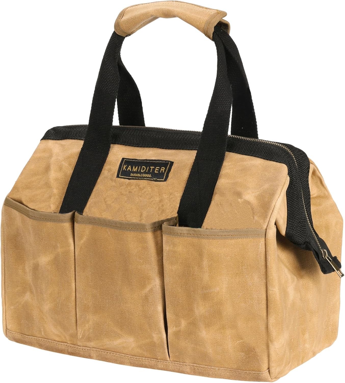 Waxed Canvas Tool Bag 16oz – Heavy Duty Zipper, Multi-Pocket Storage Organizer