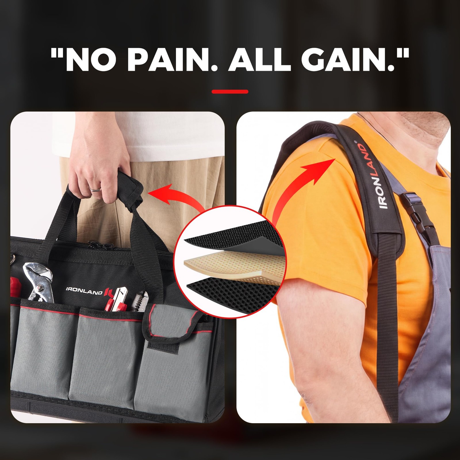 16.5 Inch Hard Sturdy Bottom Tool Bag Organizer Waterproof Heavy Duty HVAC