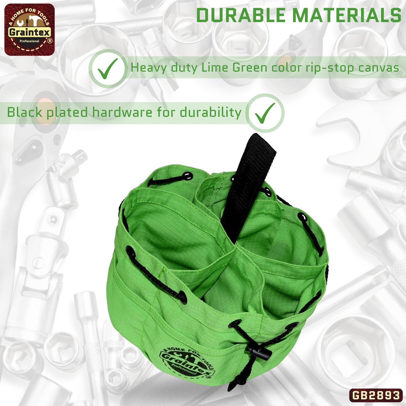 Lime Green Utility Holster Pouch Durable Tool Bag with Multiple Pockets