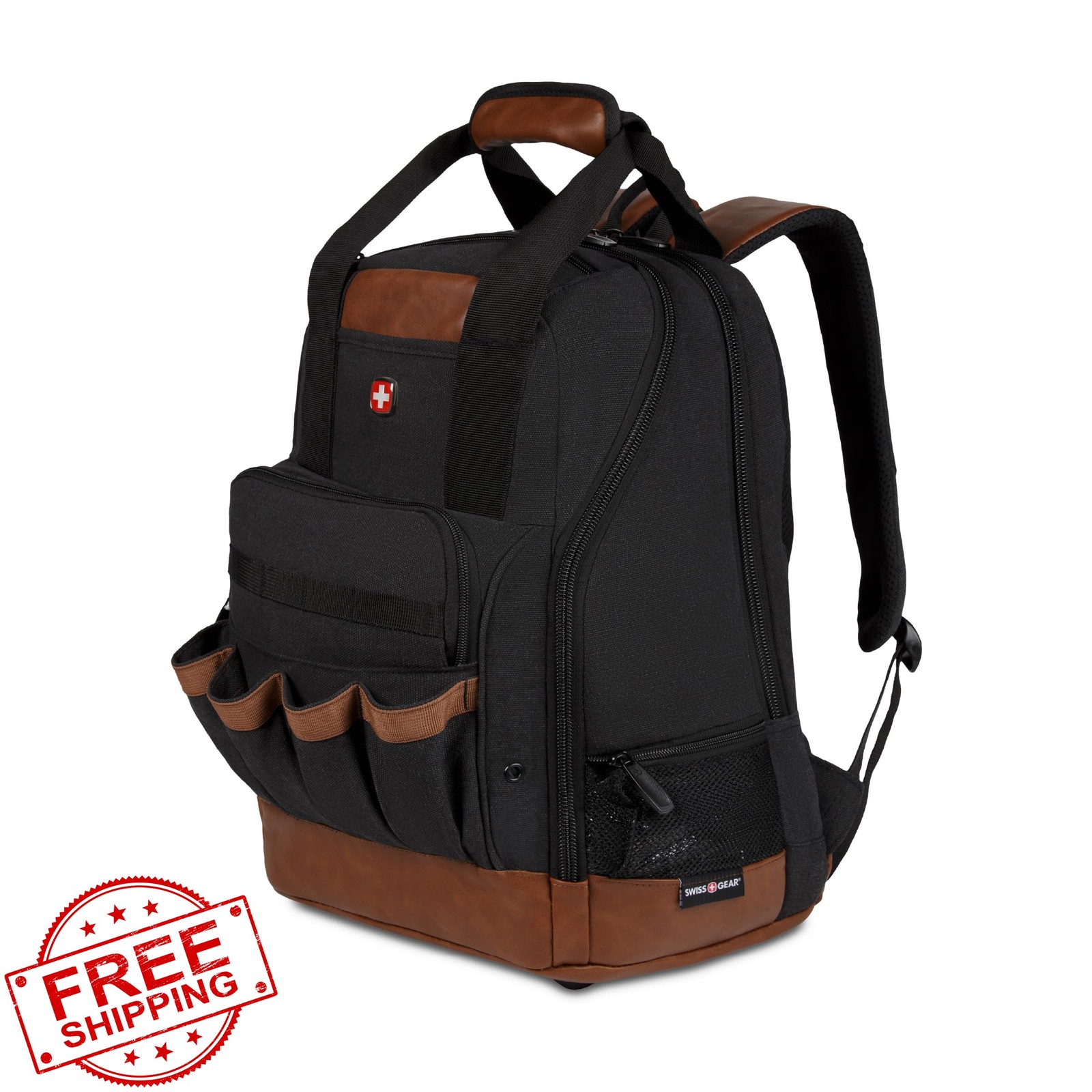 SwissGear Tool Bag Backpack, Fits Up to 15-Inch Laptop, Work Pack, Black/Brow…