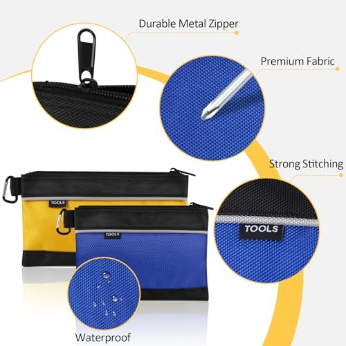 4 Pack Tool Pouch – Small Tool Bag with Zipper – 1680D Oxford Waterproof