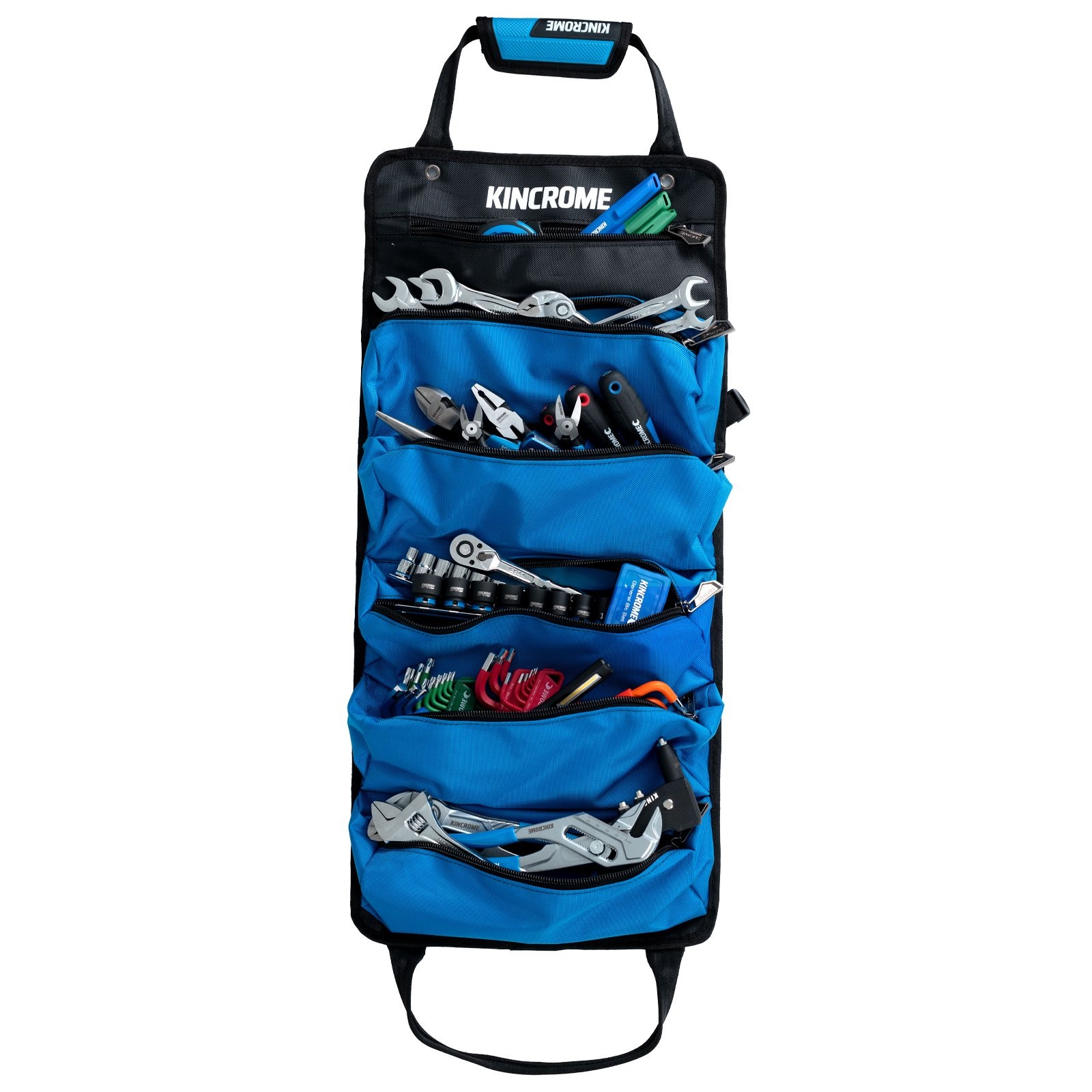 Kincrome Large Tool Roll 5 Zipper Pouches Heavy-duty Durable Polyester K13305