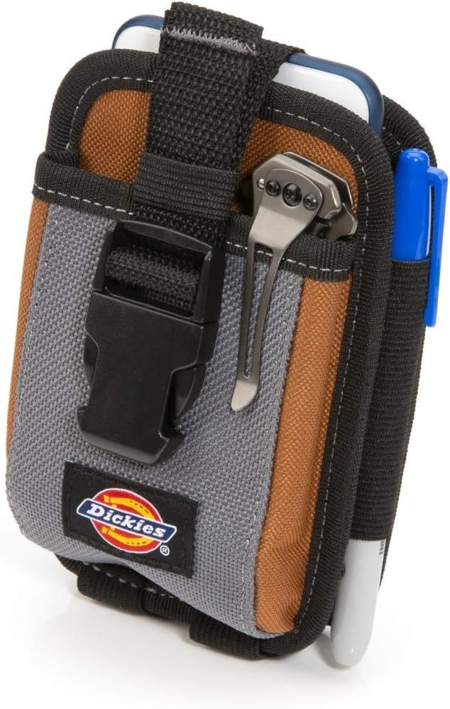 2-Compartment Large Phone Pouch, Universal-fit Steel Clip for Tool Belt, Secu…