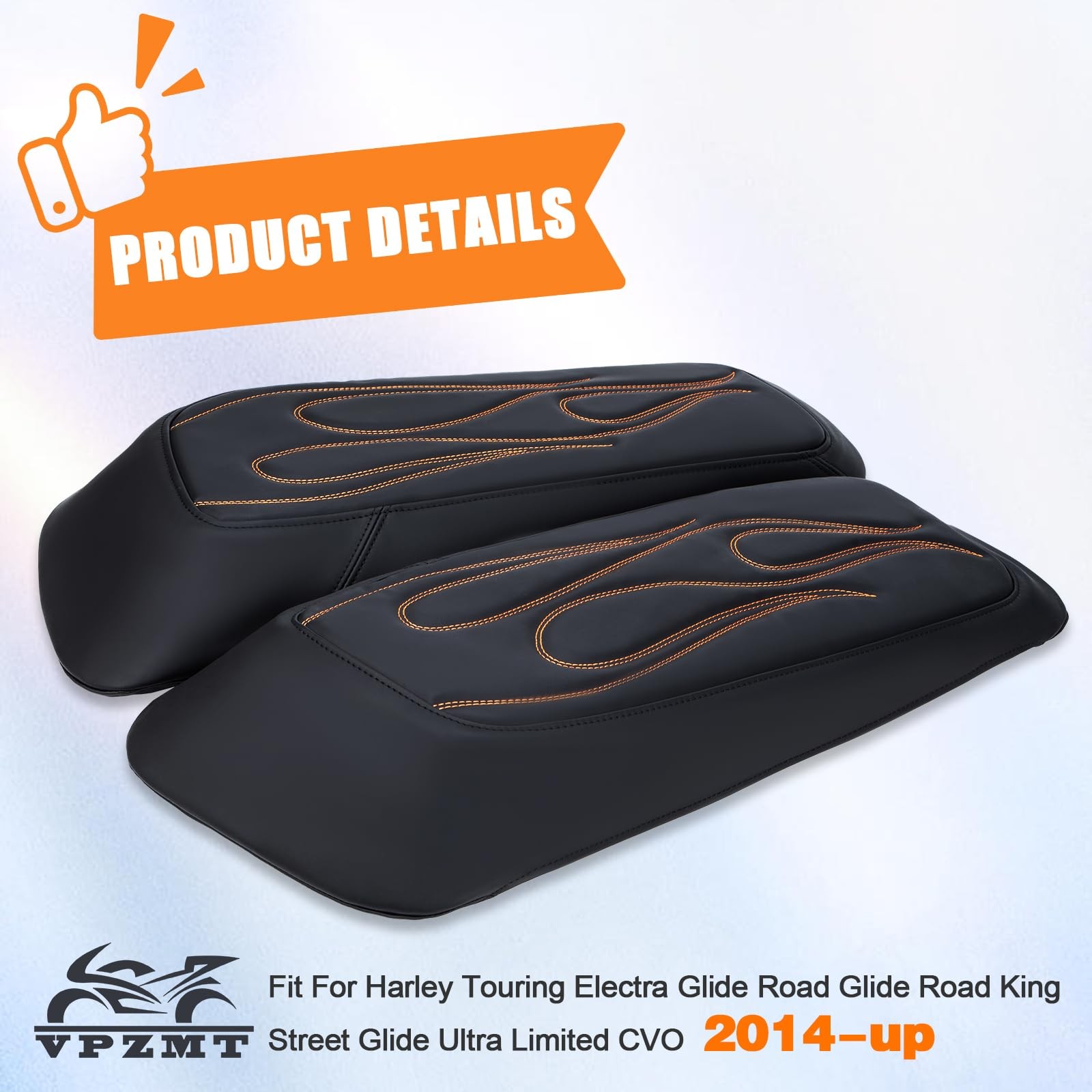 Saddlebag Lid Covers for Harley Touring Models 20142023 Black & Orange