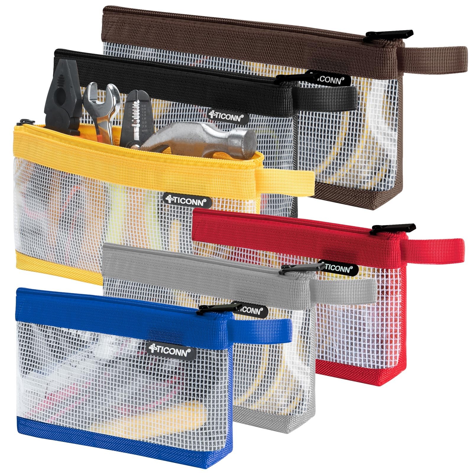 TICONN Tool Pouch, 1680D Oxford Small Bag, 6PK, Multicolored