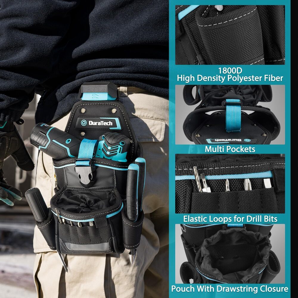 DuraTech Large Drill Driver Holster Drill Holder w/Side Bit Pockets Holder Strap
