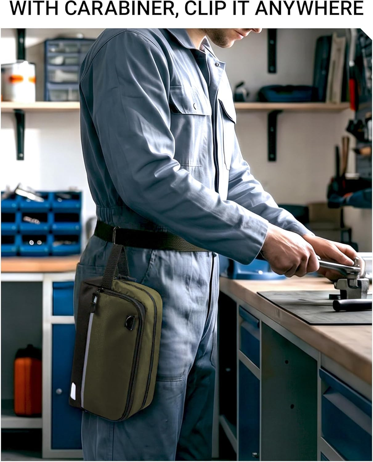 2 Pack Small Tool Bags with Strap 12″ & 10″ | Zipper Utility Pouches with Adjust