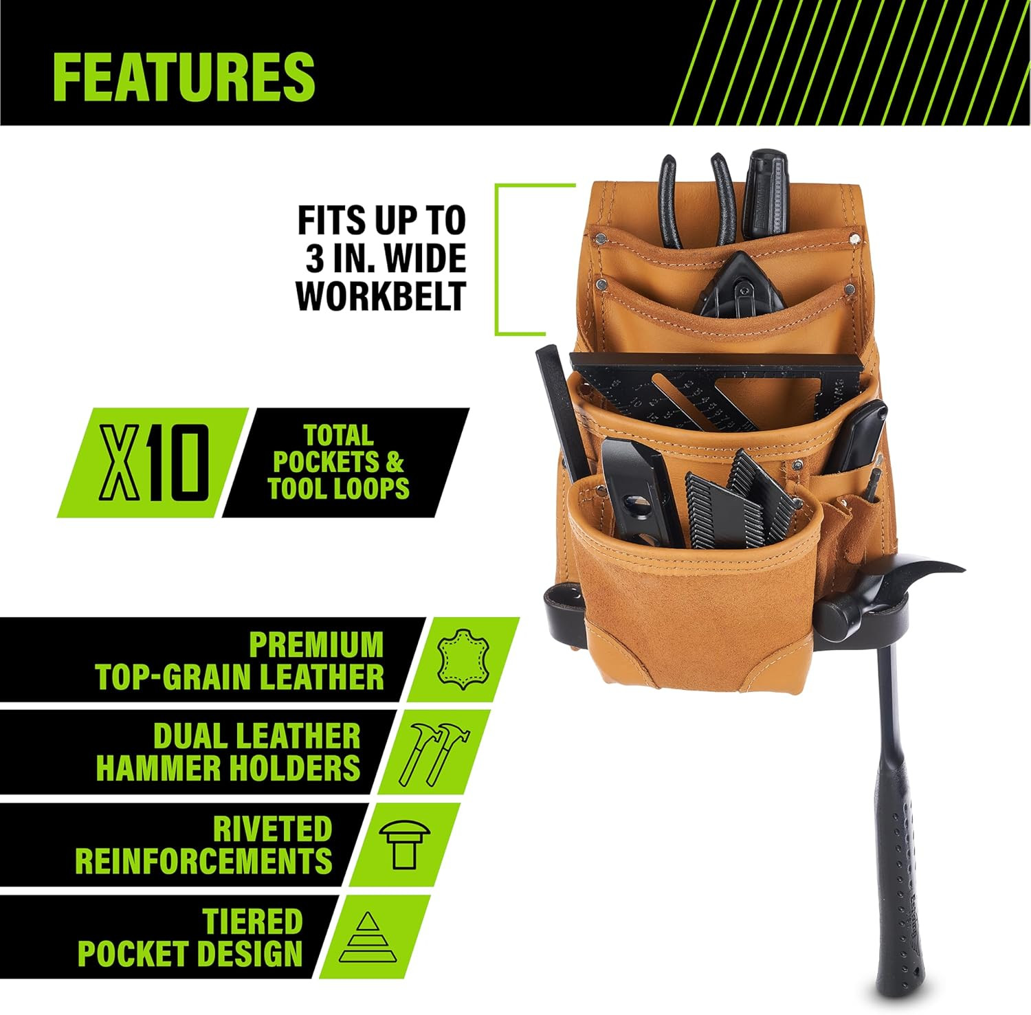 Tool Pouch, Electrician Tool Pouch, Premium, Professional Multi-Pocket Organizer