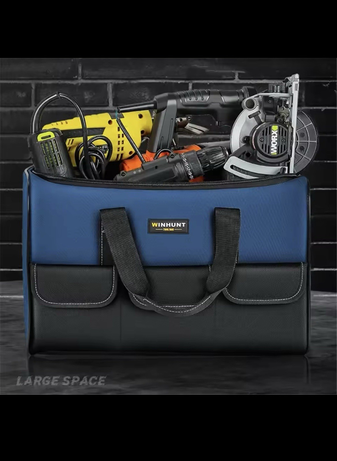 Large Tool Bag, 1680 Denier with 5 Exterior Pockets Electrician Tool Bag, Ideal