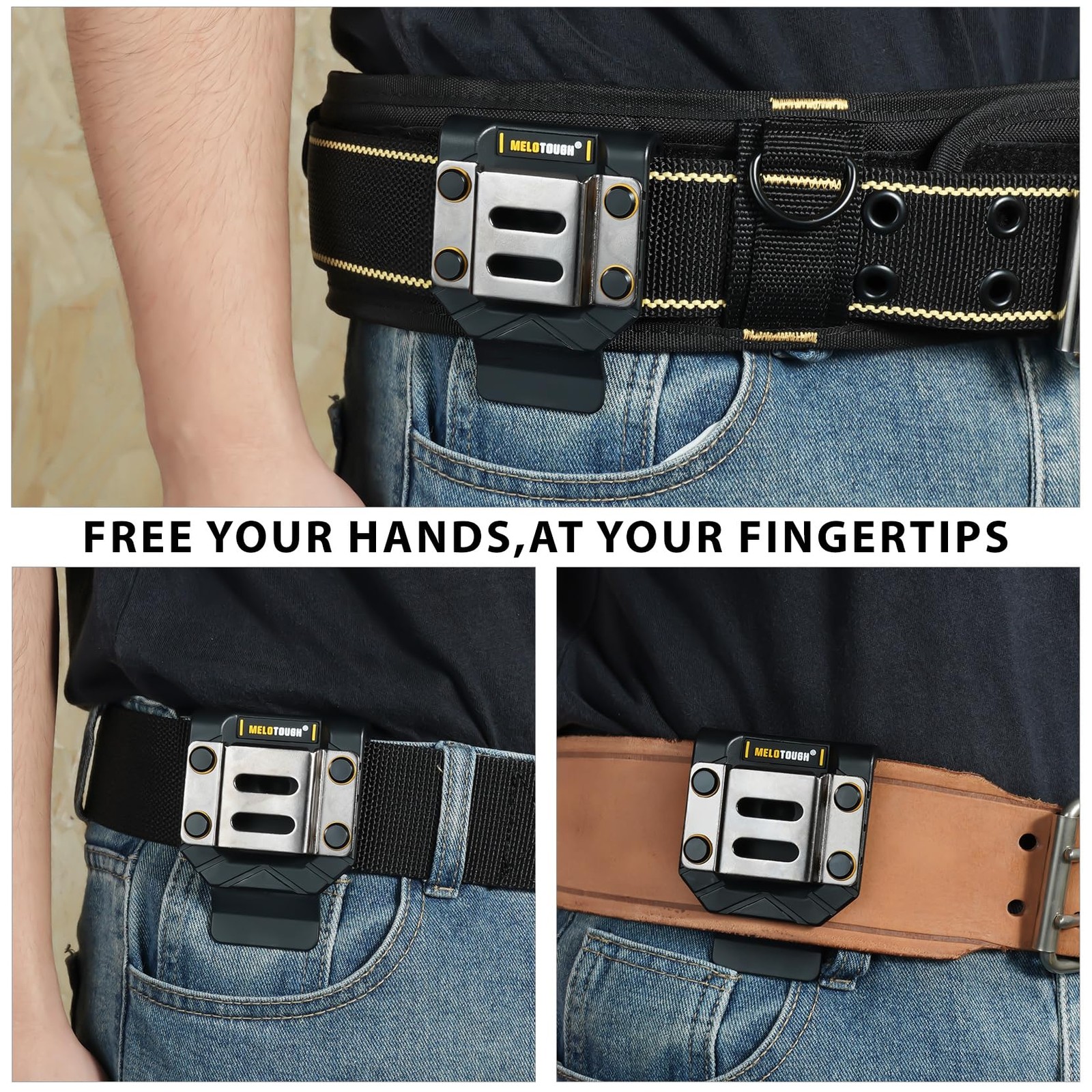 Drill Holder Tool Belt Drill Holster Tape Measure Holder Fits 2.7″ Belt Black