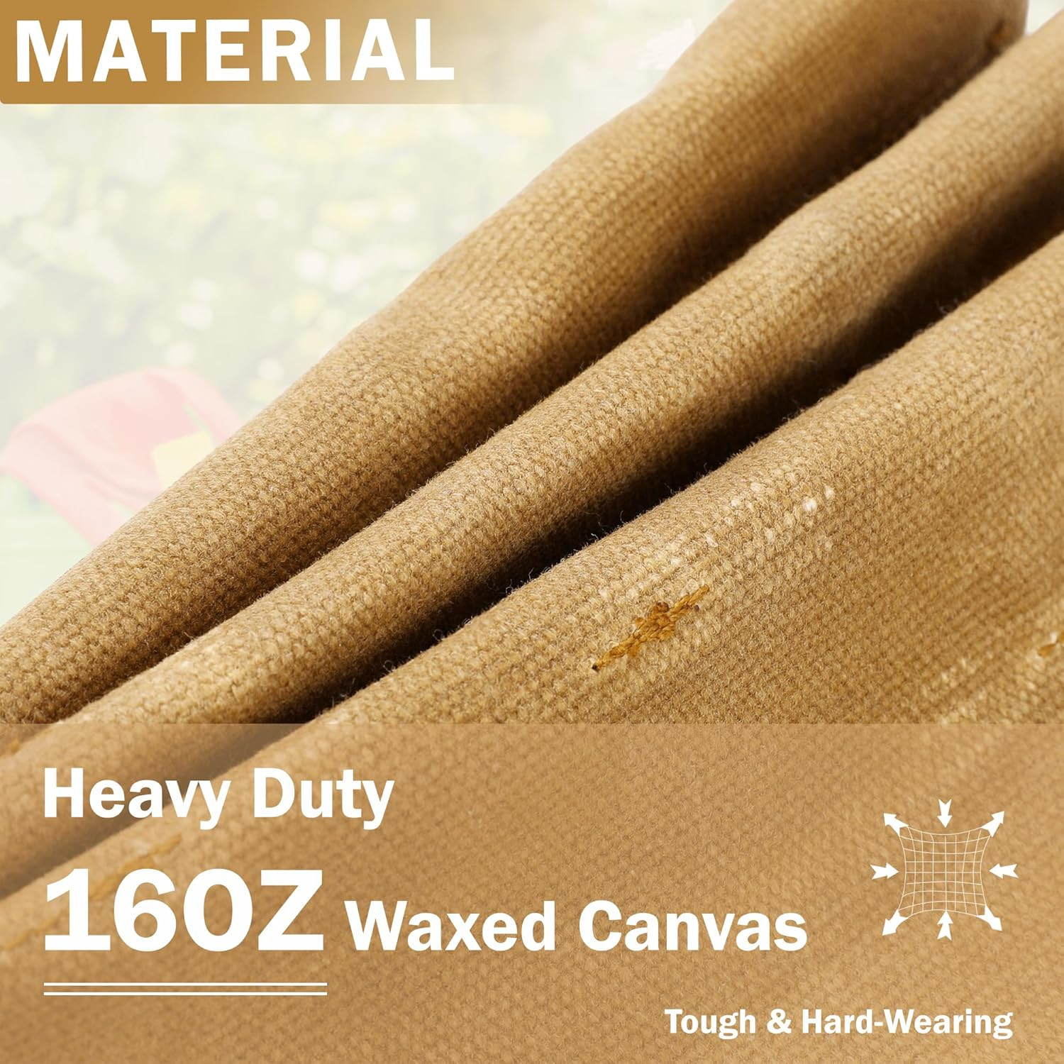 Canvas Tool Bag, 16OZ Waxed Canvas Garden Tool Tote – with 3 Inner Slots & 8 Out