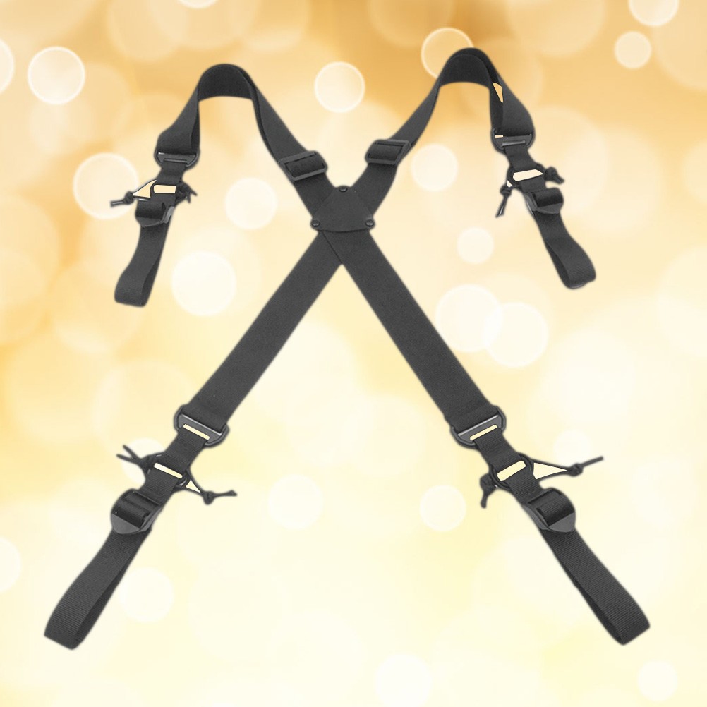 Black Adjustable Heavy Duty Suspenders Bag Durable X Back for Outdoor Work