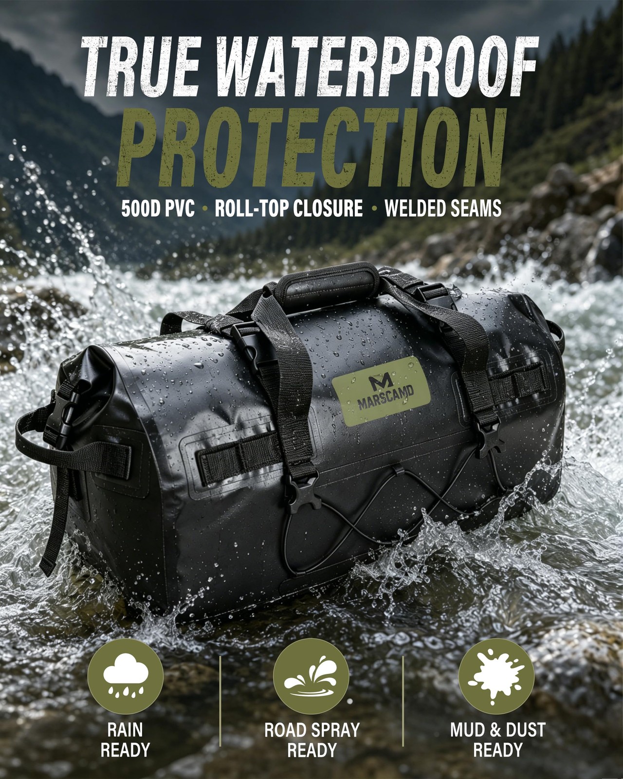 Waterproof Motorcycle Dry Bag, Tail Saddle Luggage with 4 Quick-Release Mount…
