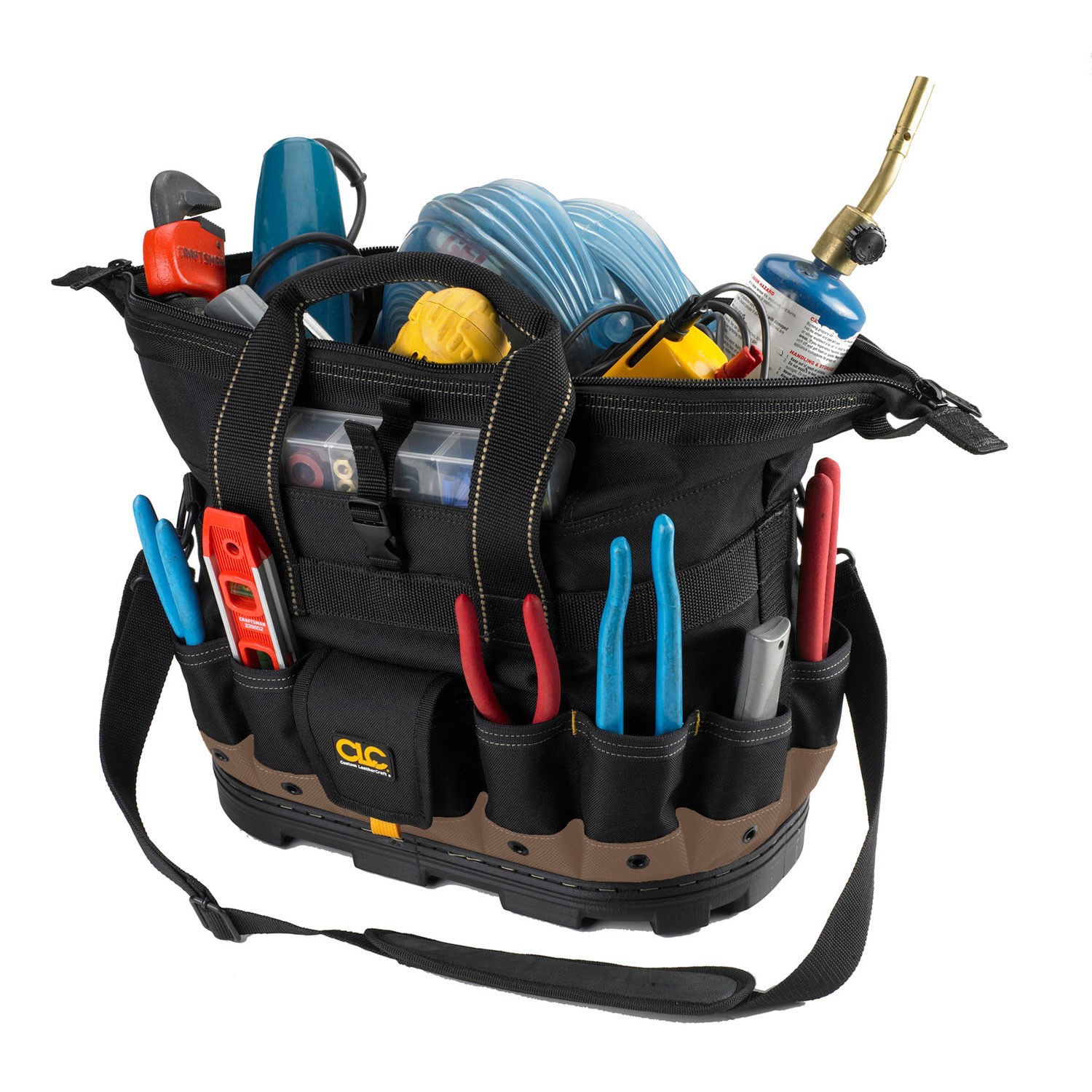 Custom LeatherCraft 1582 15″ Zippered Top Tool Carrier with Molded Base