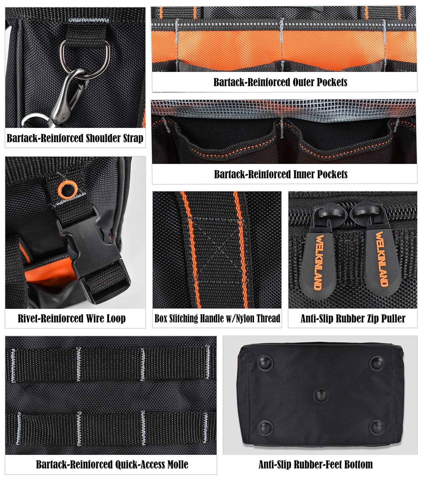 16 Inch 34-Pocket Heavy Duty Open Top Electrician Tool Bag Organizer