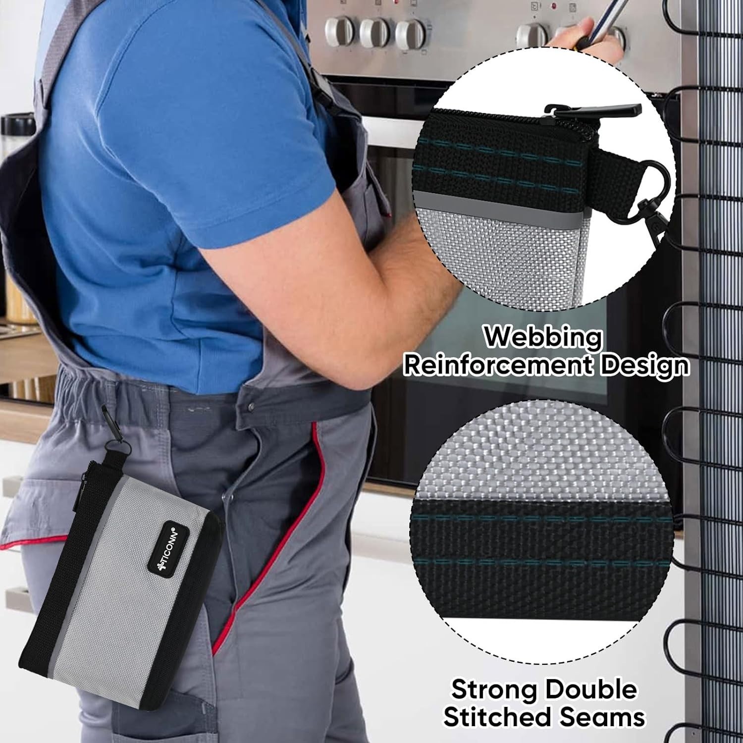 Tool Pouches with Zipper, 1680D Oxford Small Tool Bags, Waterproof Utility Ba…
