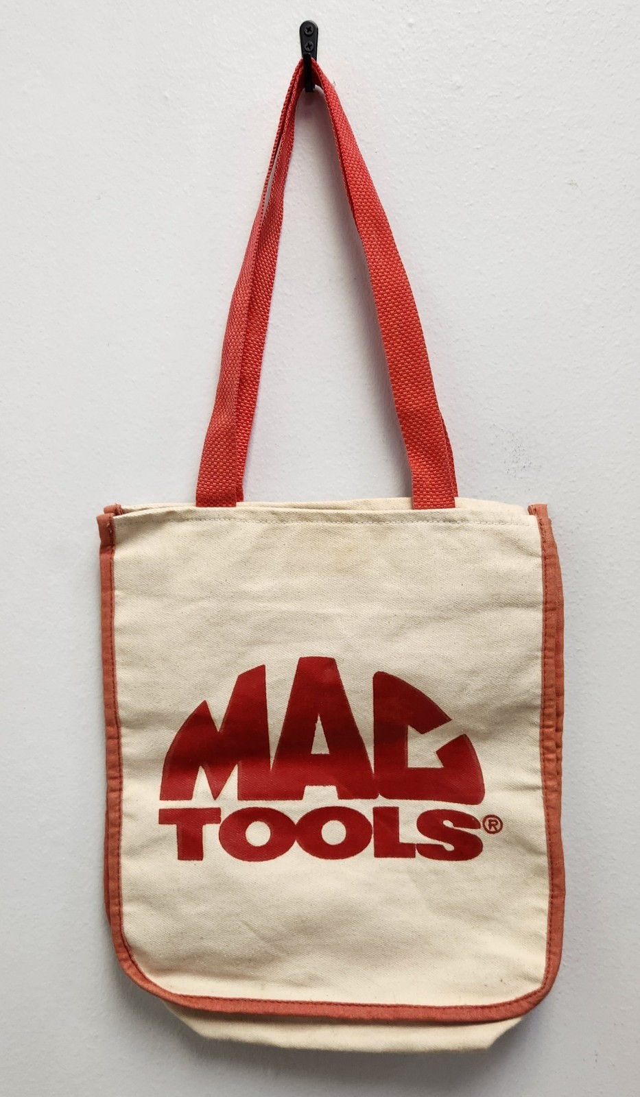 Vintage Mac Tools Canvas Tote Bag Red Logo Promotional Automotive Collectible