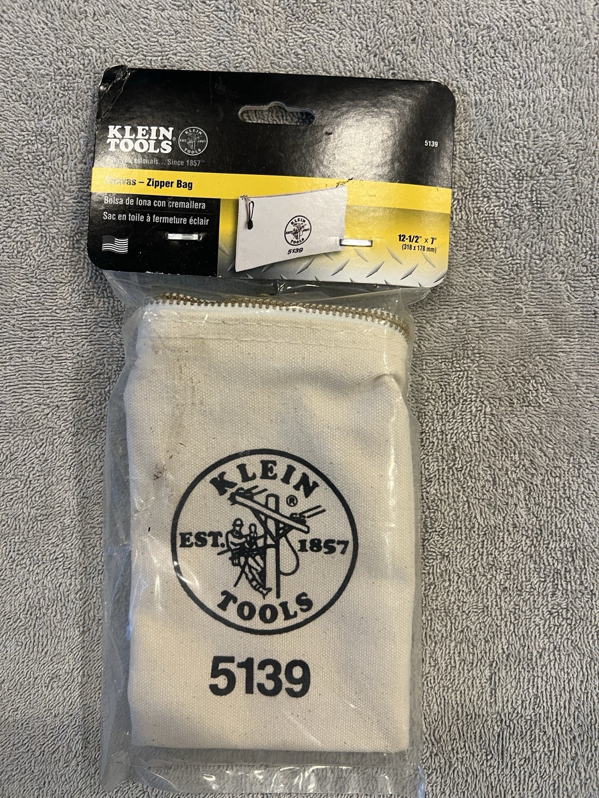 Klein Tools 5139 Canvas Zipper Tool Bag Pouch 12.5″ x 7″ Heavy Duty Brass