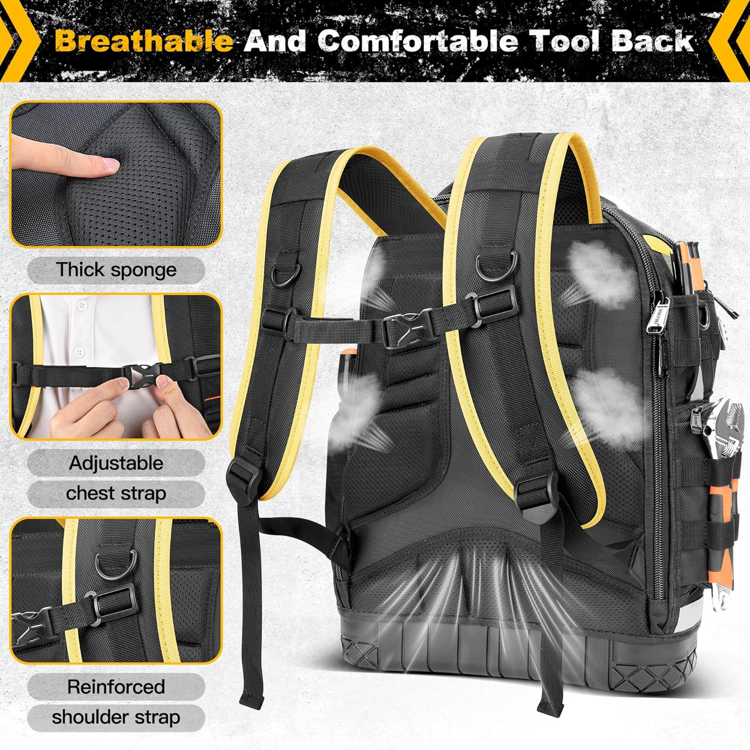 Tool Backpack Bag, Electrician Tool Bag 78-Pockets & Loops Tools Bag HVAC Tool B