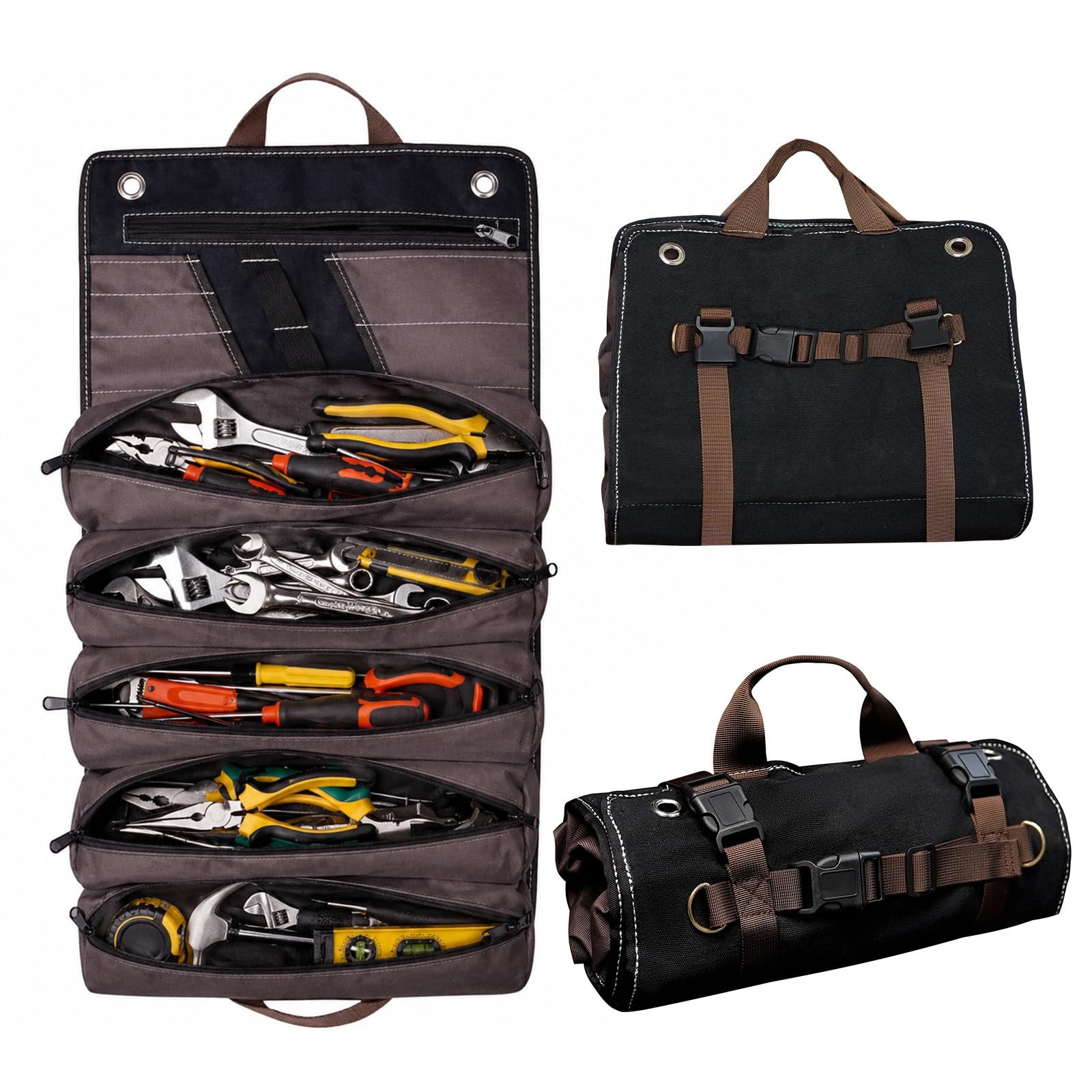 15L Heavy Duty Roll Up Tool Bag Organizer Wrench Socket Pouch Mechanic