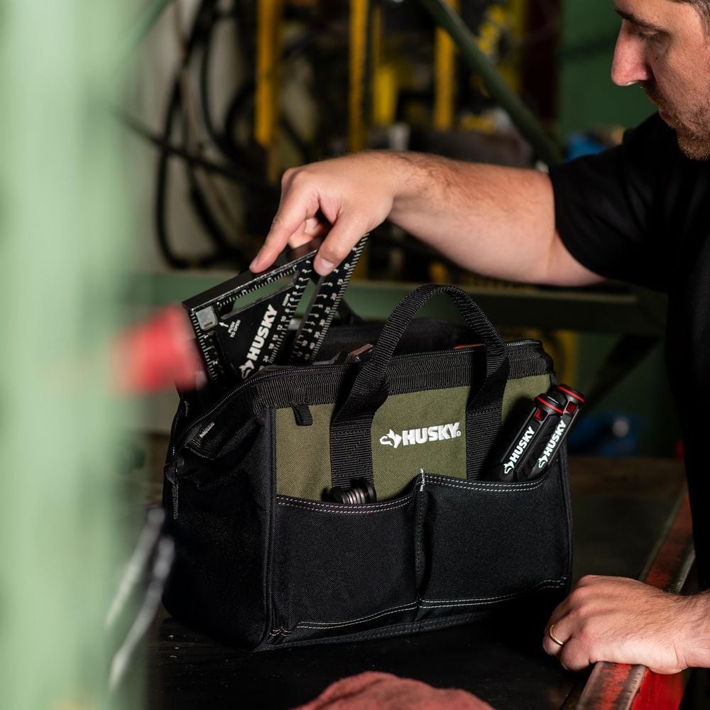 Husky Army Green 12 in. Tool Bag