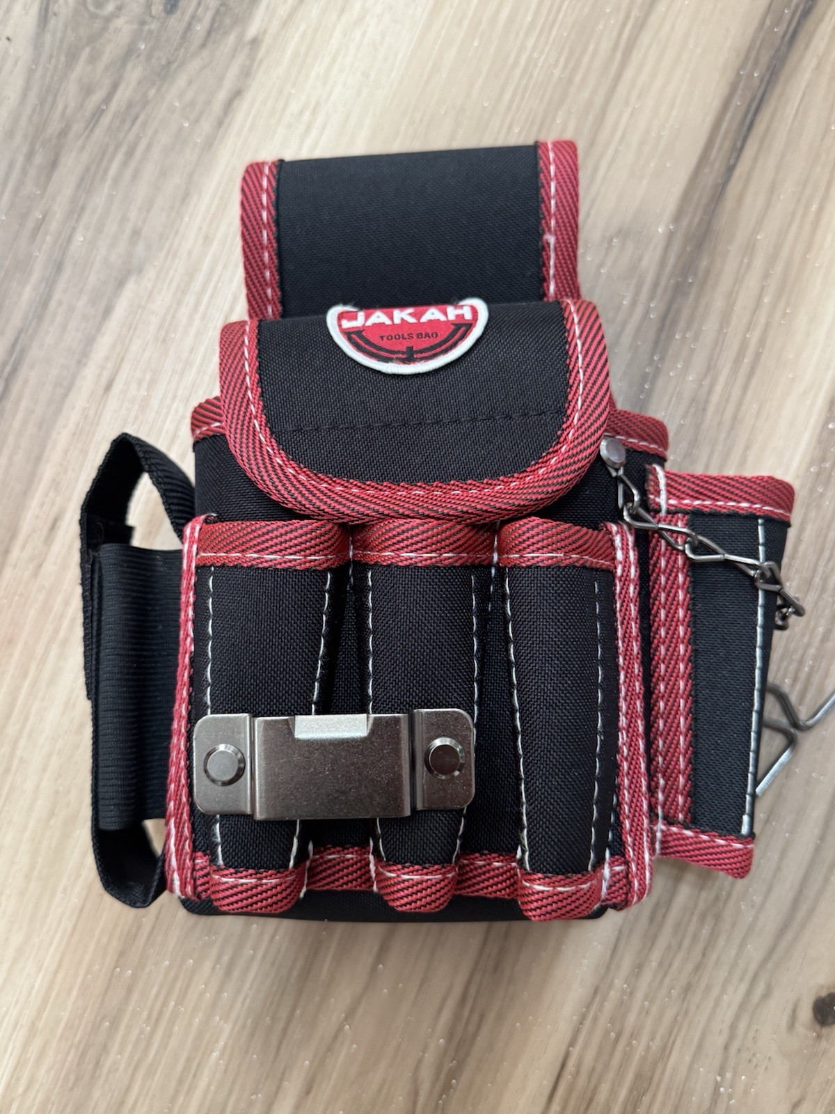 JAKAH Tool Pouch Belt Organizer Electrician Construction Utility Bag Red 22x22x7
