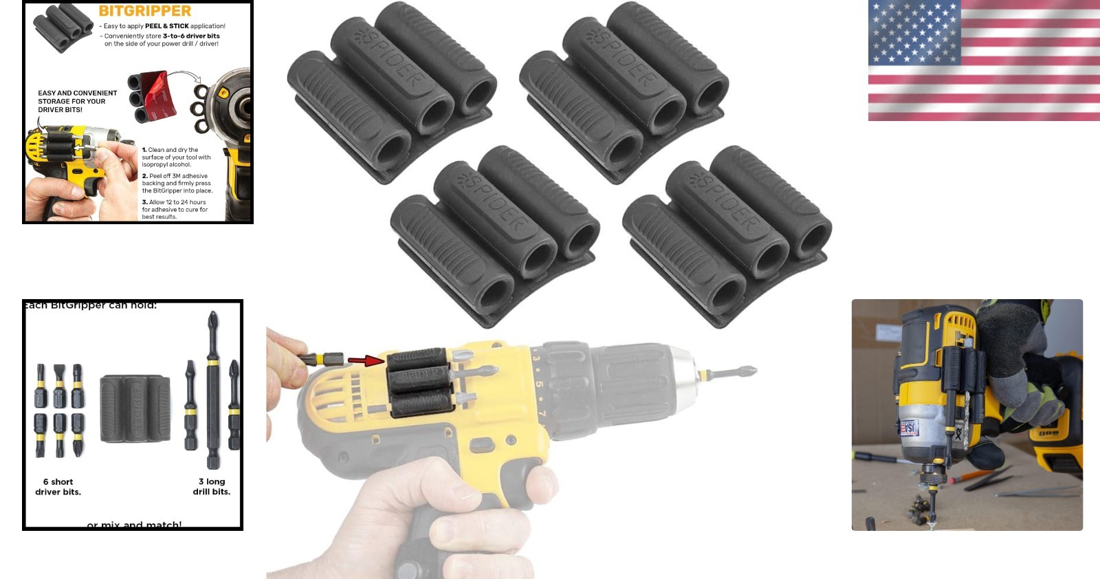 Upgrade Your Organization: 4 Silicone BitGrippers with Peel and Stick Adhesive