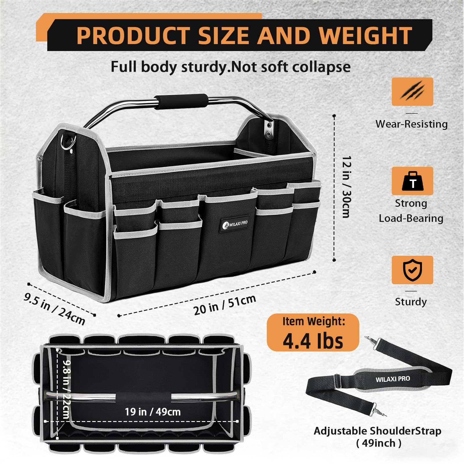20in Tool Bags For Men Heavy Duty, 22 PCS Pockets Tool Bag Organizer Foldable…