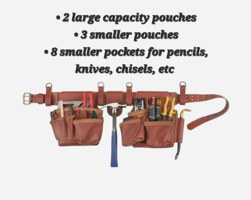 Master’s 52.5 In. Brown Leather Rig Tool Belt 2-Bag McGuire-Nicholas