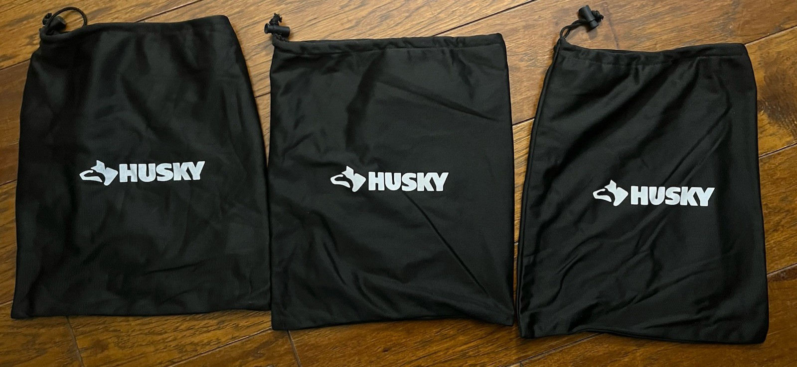 Husky Tool Storage Bags Lot of 3 10”x12” – Drawstring Tool Pouches – Black B10