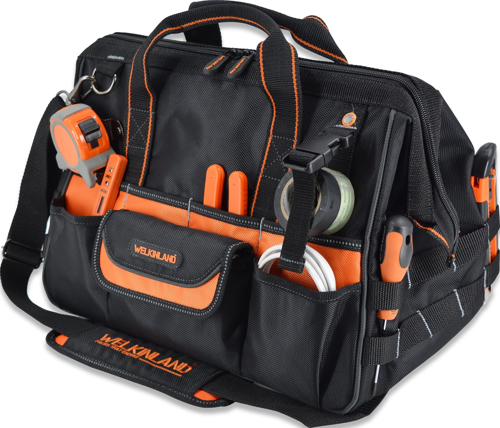 16 Inch 34-Pocket Heavy Duty Open Top Electrician Tool Bag Organizer