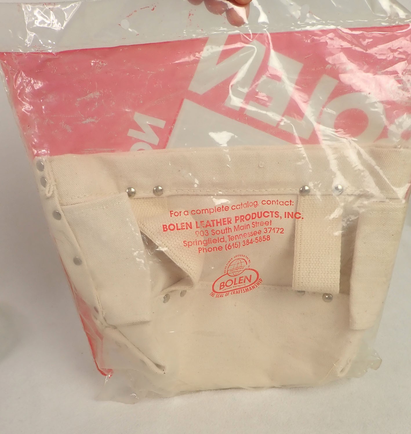 Vintage BOLEN LEATHER PRODUCTS Tool Belt Nail Bag Pouch Heavy Duty Canvas NOS