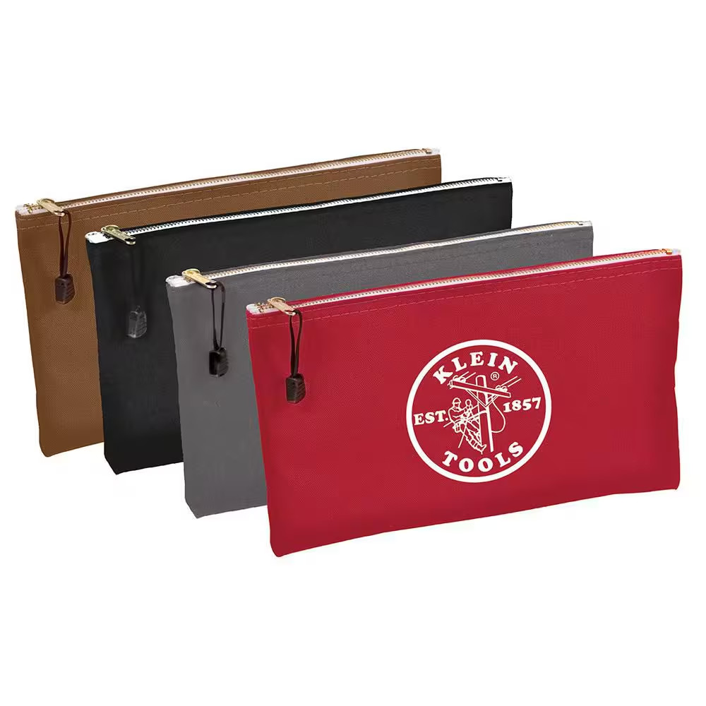 Zipper Bags, Canvas Tool Pouches Brown/Black/Gray/Red, 4-Pack
