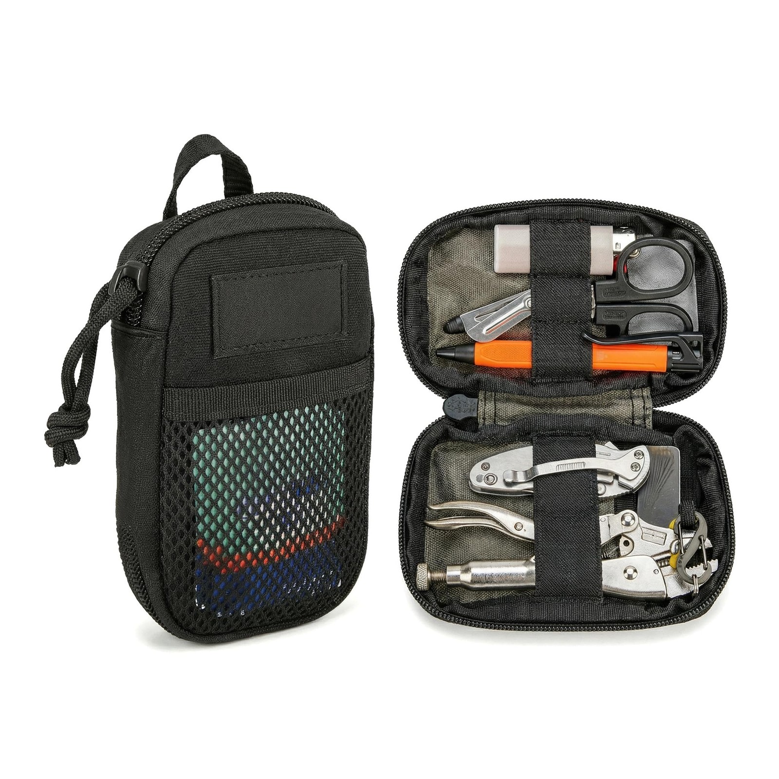 Toplepor EDC Utility Pouch, 5*7*1in, Oxford Multi-Slot Black