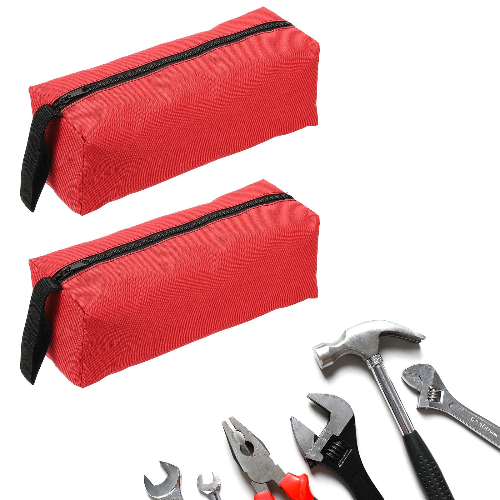 2pcs Zipper Utility Tool Bag 11.8x4x4 Inch Multi-purpose Tote Bag Red