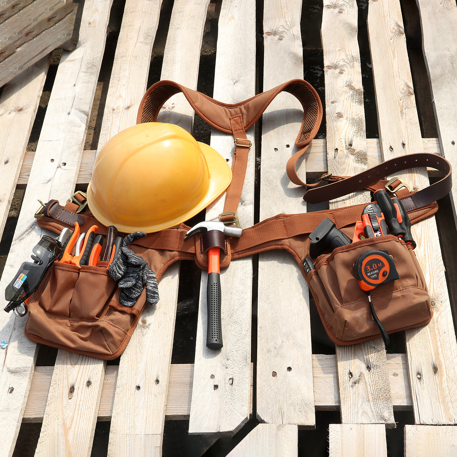 TOURBON Work Tool Belt Suspender Drill Pouch Electricians Carpenter Harness Vest