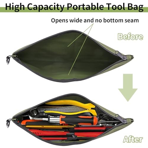 Tool Bag Zipper Pouch, 6 Pack, Tan, Navy Green, Black, Light Brown, Grey, Mocha