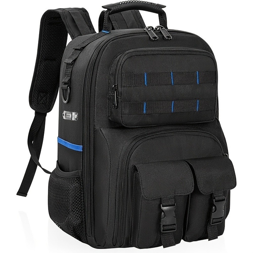 Tool Backpack with Movable Base Plate 30x16x40cm Black Fabric Construction
