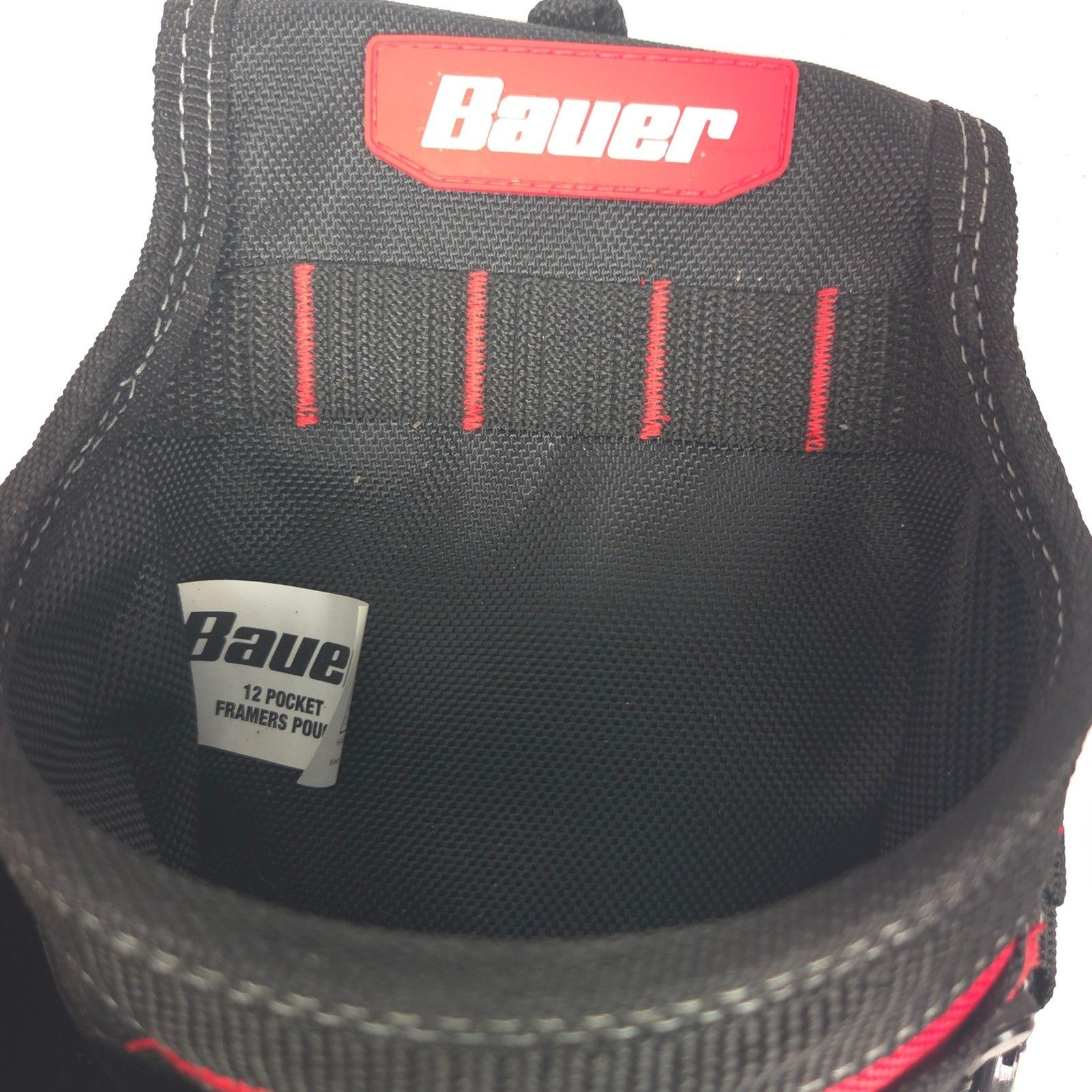 Bauer 12 Pocket Framer Tool Pouch #58522 Carpenter Belt Holster Black Red