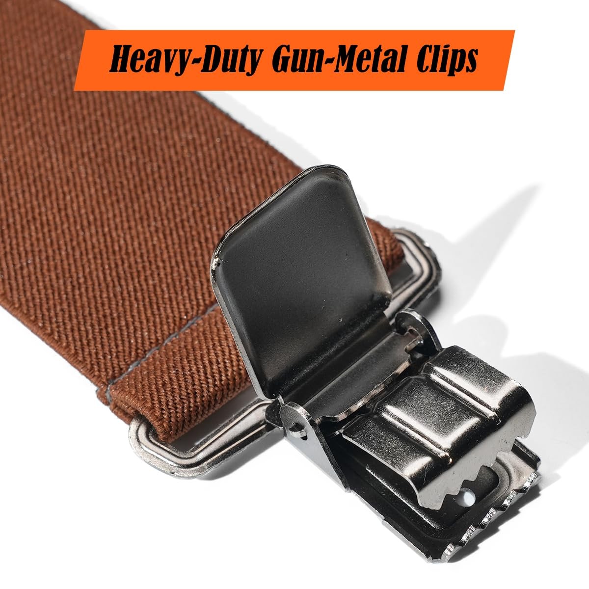 WELKINLAND 2Inch-Wide Work Suspender, Brown-Elastic Suspenders 2-Inch, Brown