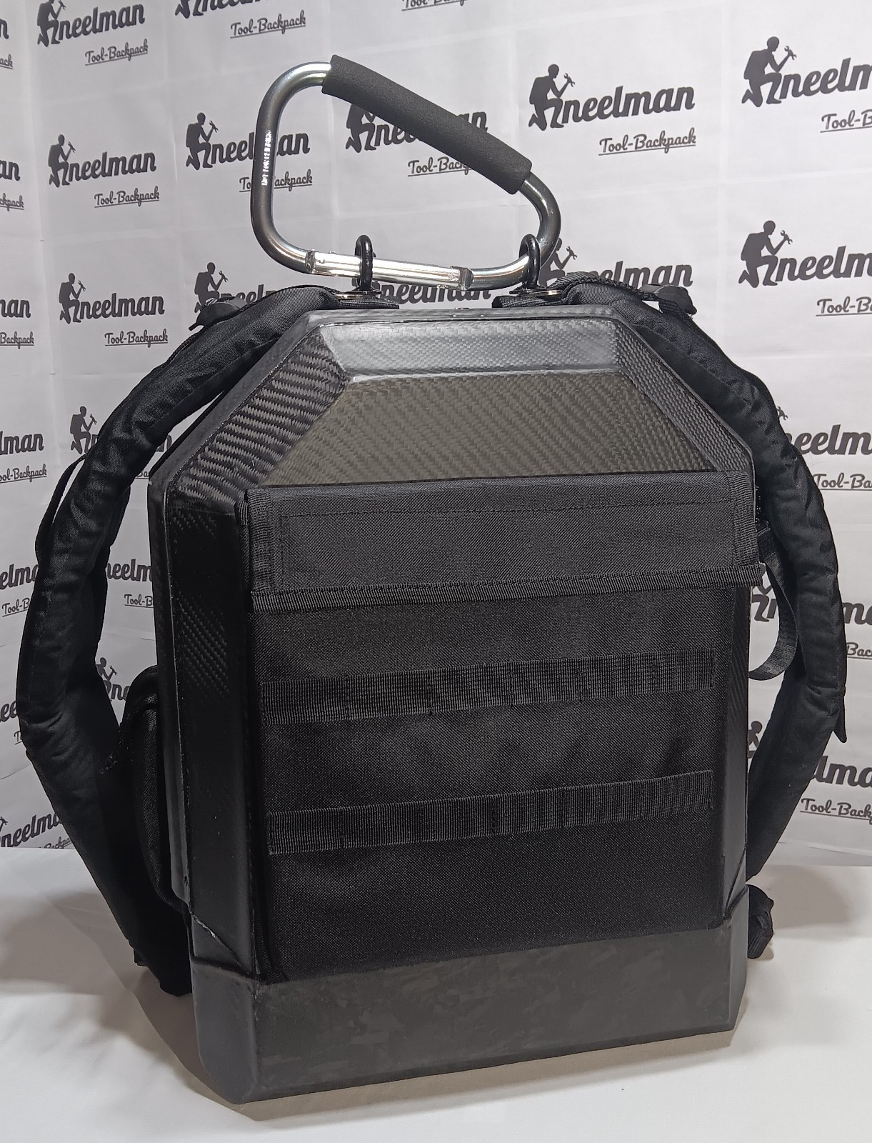 Kneelman Tool-Backpack Carbon Fiber Tool Backpack w/ Handle, Black/Gray