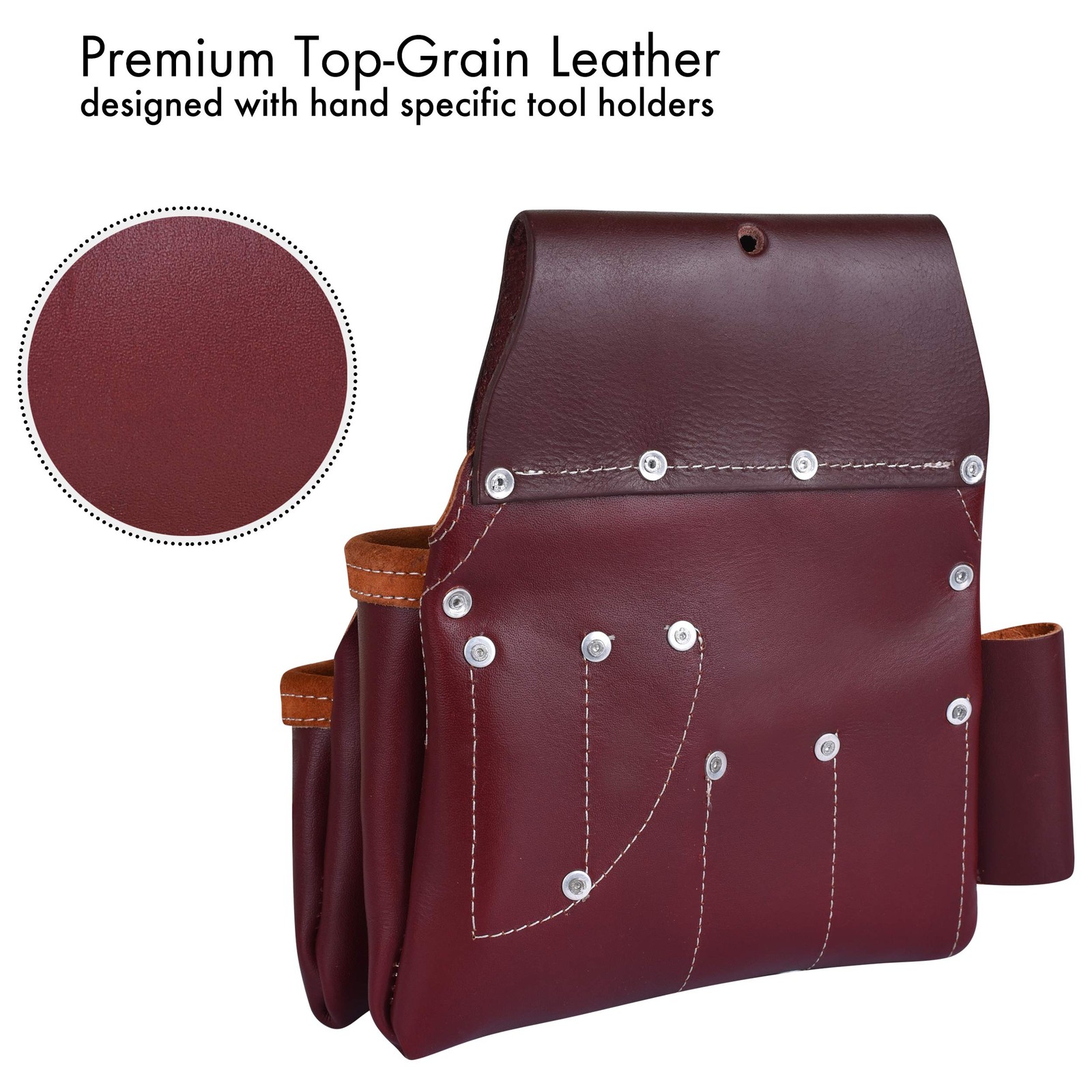 FUERI Leather Tool Belts for Men, Heavy-Duty Adjustable, Maroon Belt