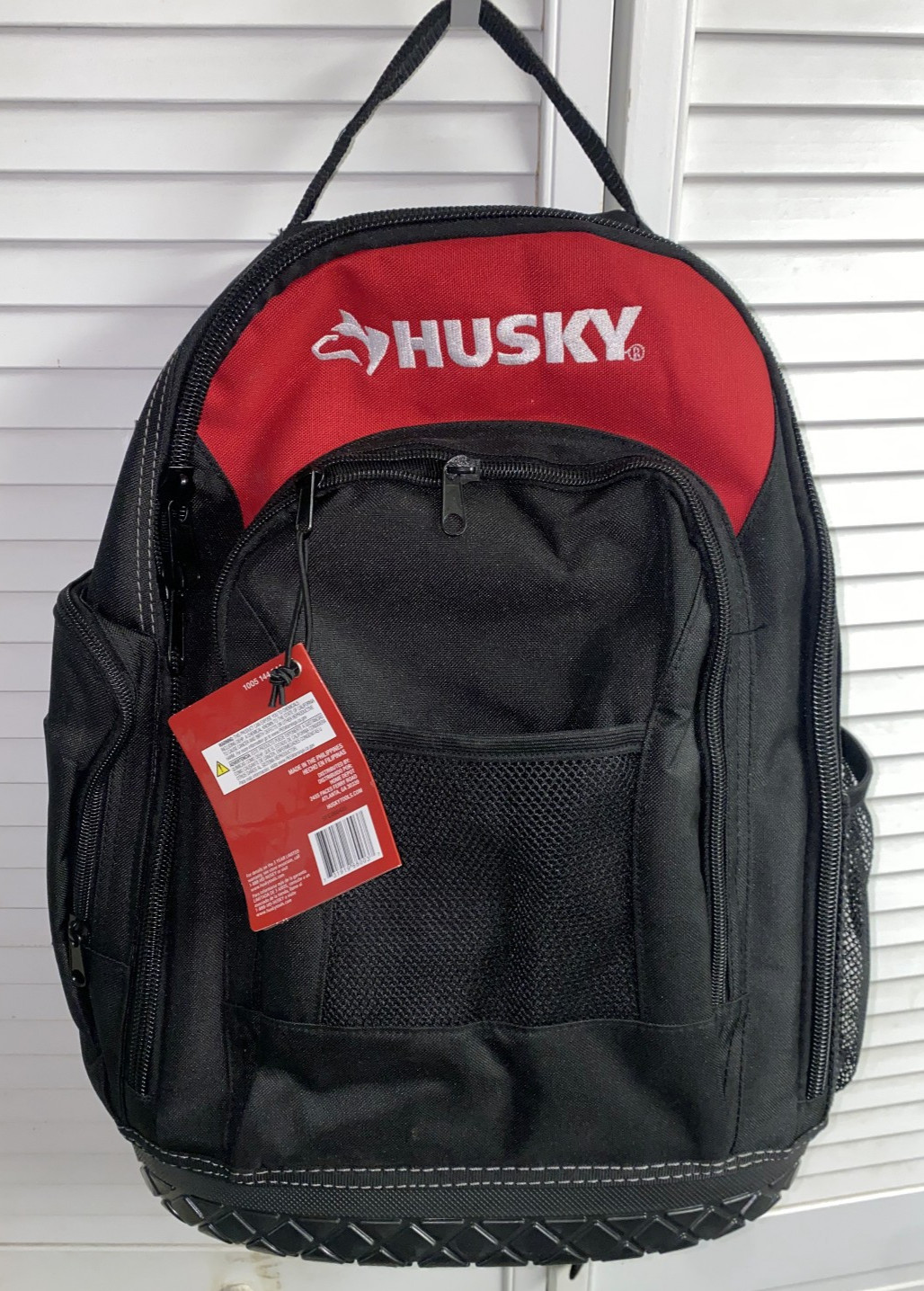 Husky 16″ Tool Backpack Heavy Duty Rubber Bottom Red Storage Bag 21-Pocket – NEW