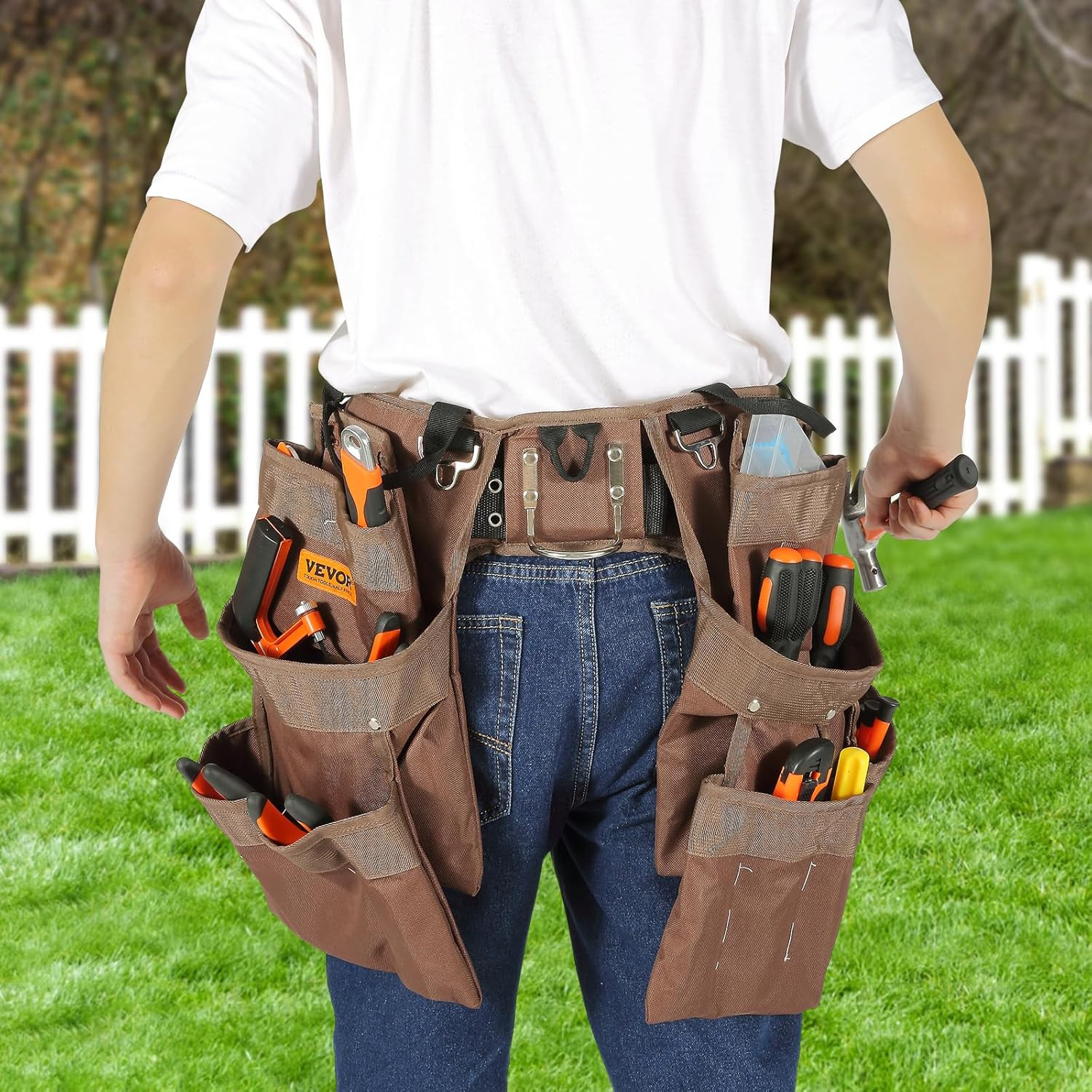 Tool Belt, 19 Pockets, Adjusts from 32 Inches to 54 Inches, Polyester Heavy Duty