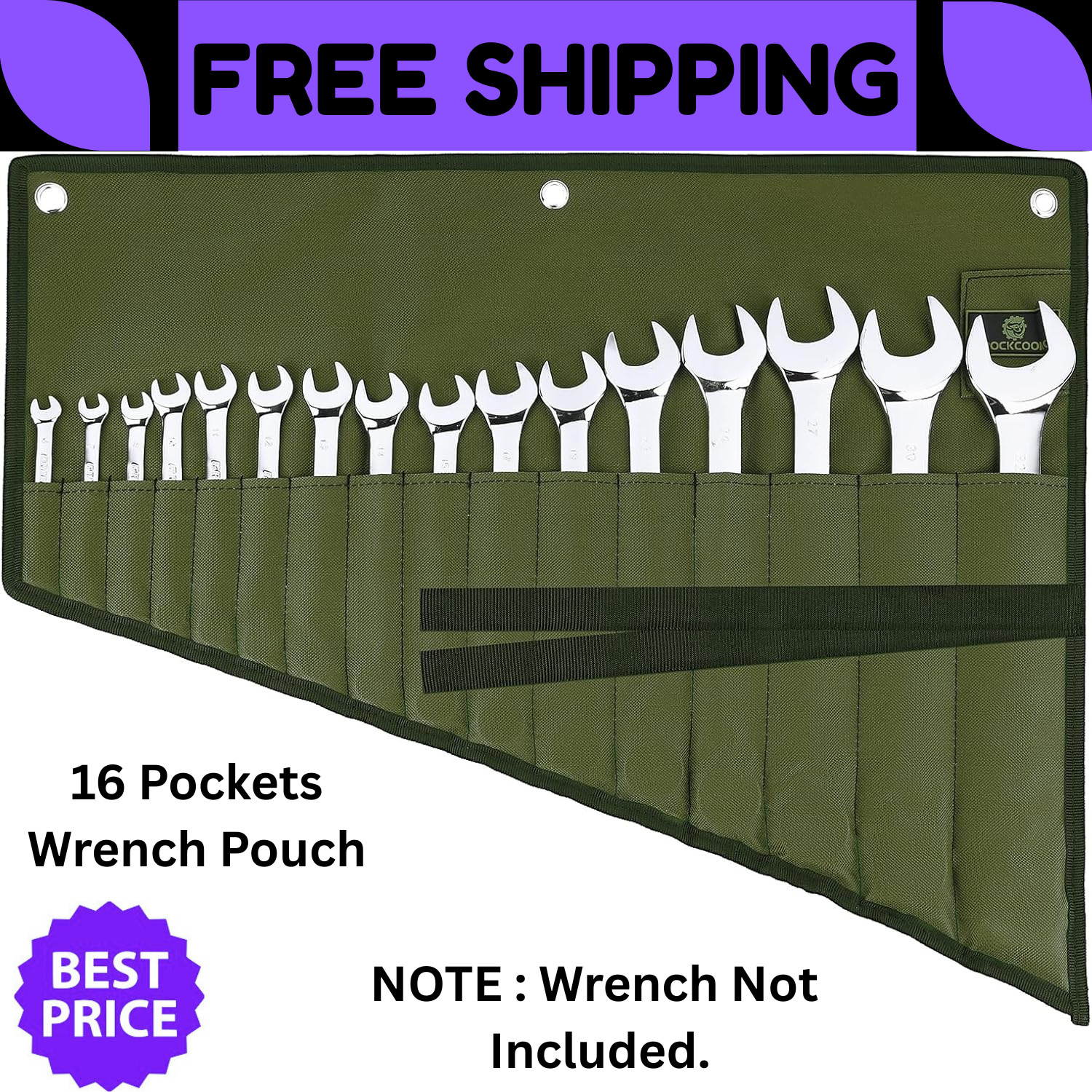 16 Pockets Wrench Roll Organizer Wrench Pouch Roll up with Water Proof Oxford Cl