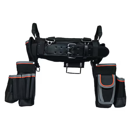 Klein Tools 55428 Black Ballistic Nylon Tool Belt, L, 26 Pockets, 55428