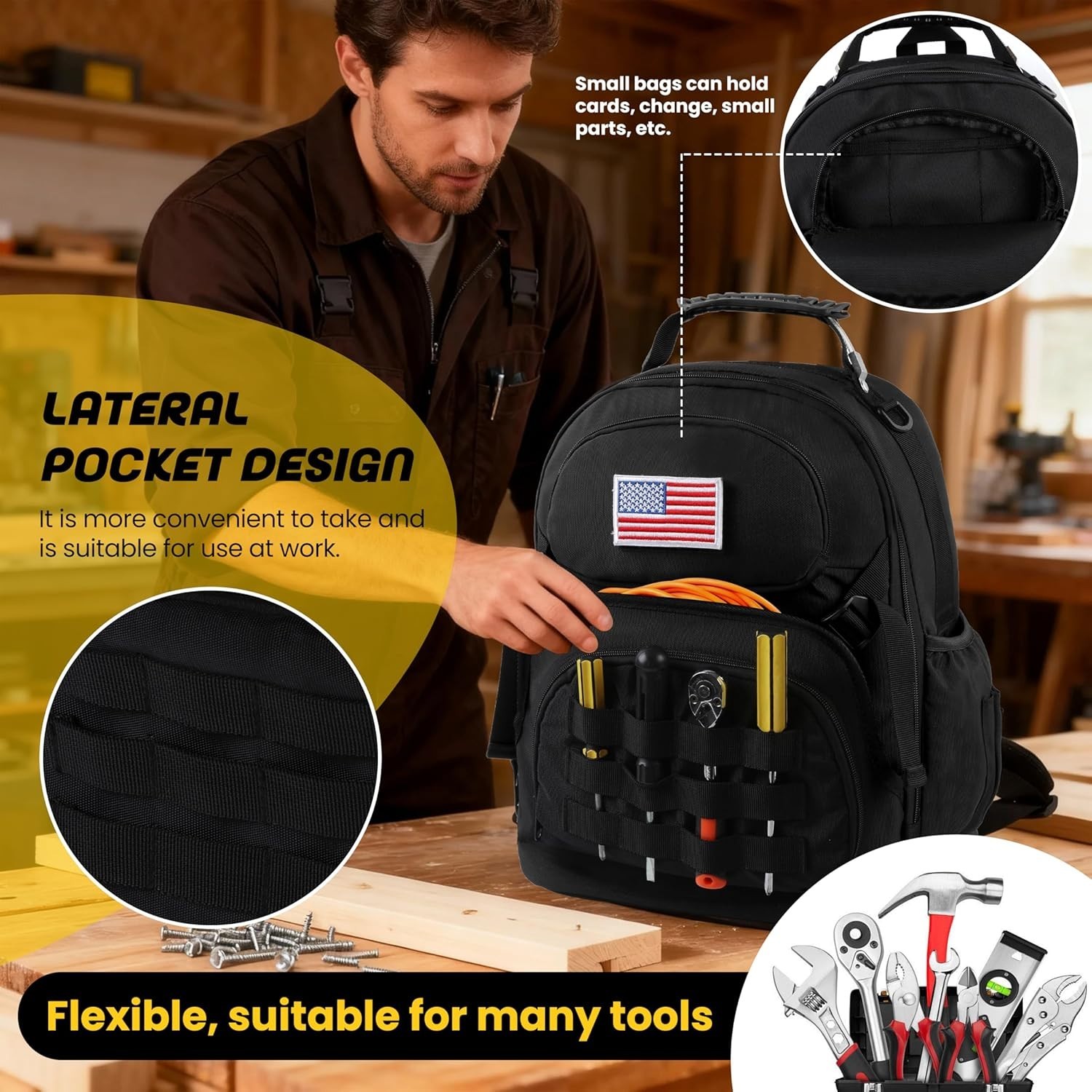 Waterproof Tool Storage Backpack – Adjustable & Comfortable for Any Professional