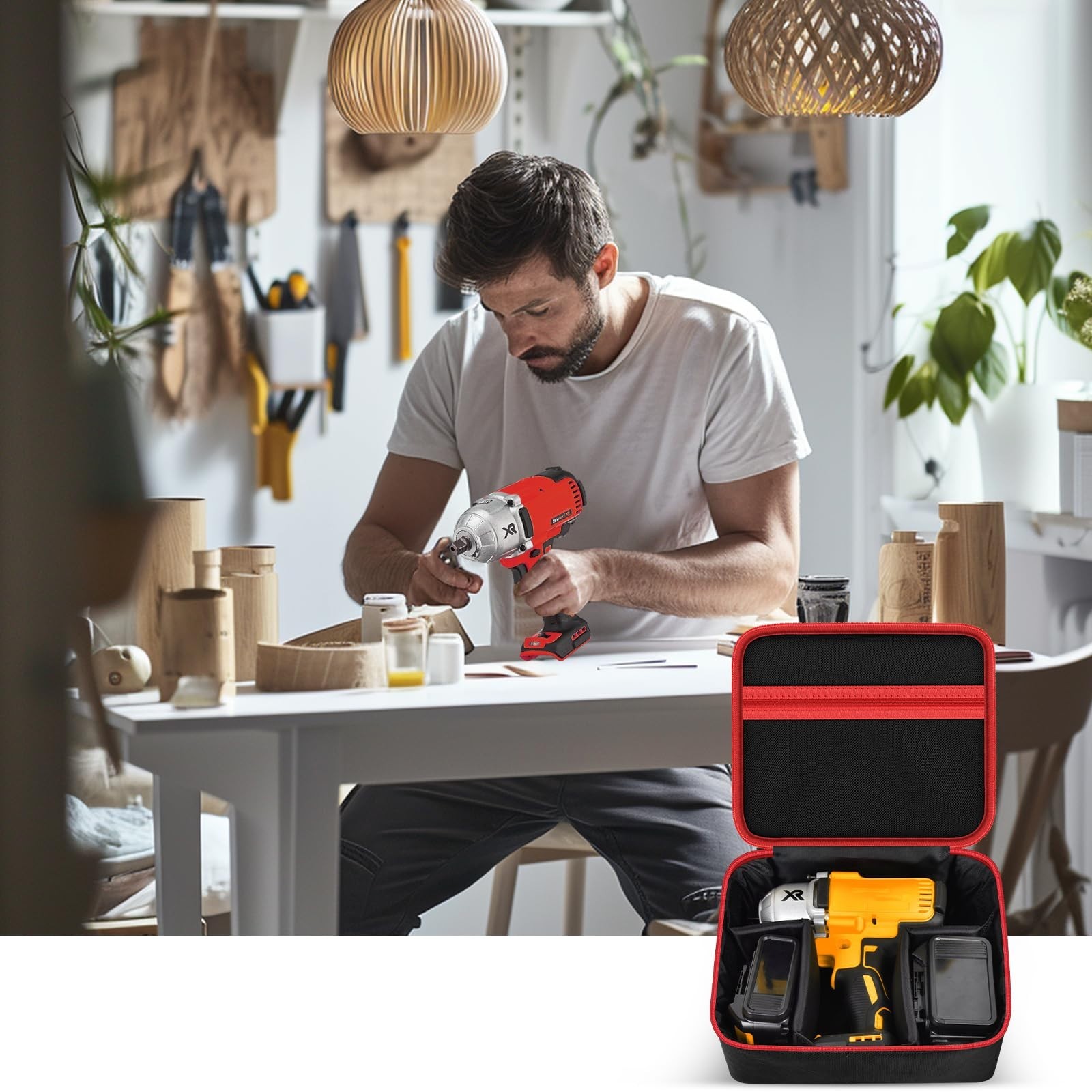 Impact Driver Bag Case for 20V MAX XR Cordless Wrench Kit – Red Zipper Holder