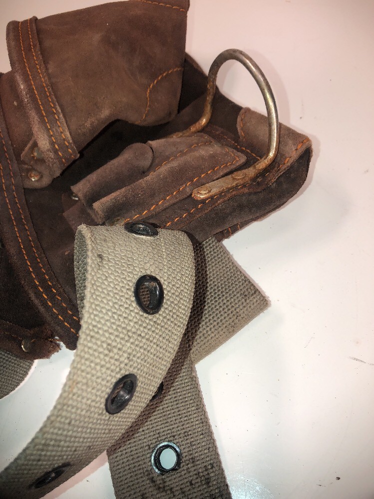 AWP General Construction Suede Leather Tool Apron Belt Bag Pouch Pocket Holder
