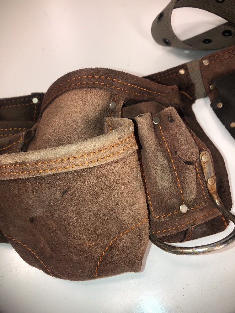 AWP General Construction Suede Leather Tool Apron Belt Bag Pouch Pocket Holder